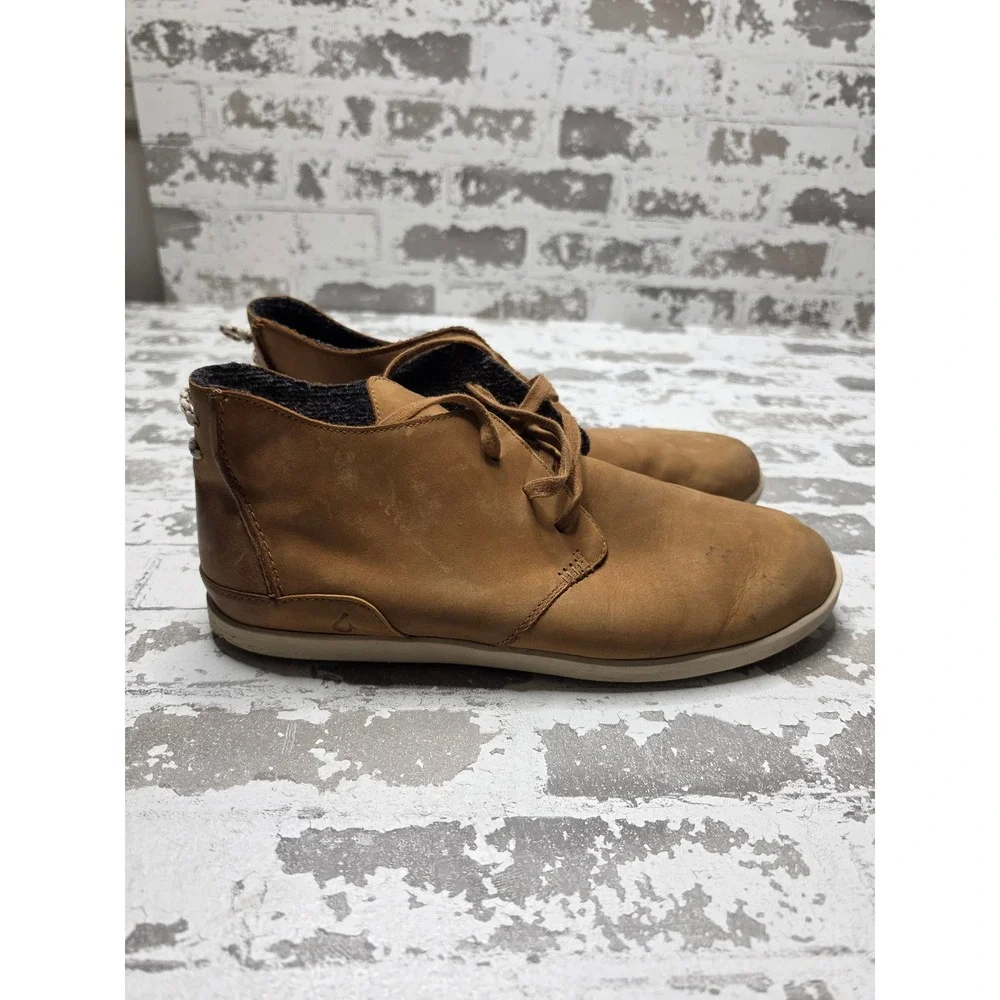 OluKai Hawai'iloa Manu Ihu Mens Tan Leather Chukka Boots 10412-FX20 Size 13